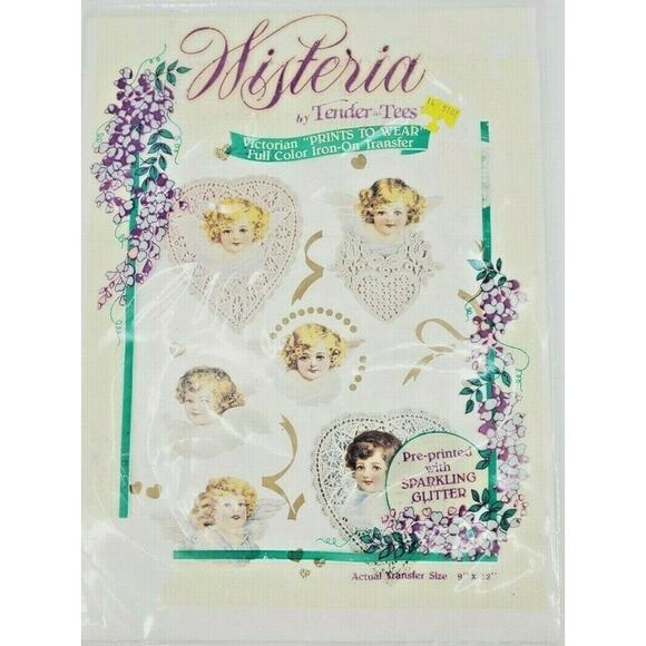 WISTERIA Other - Vintage 90s WISTERIA Victorian Cherub Angels Iron On Transfers Cottagecore FC-24